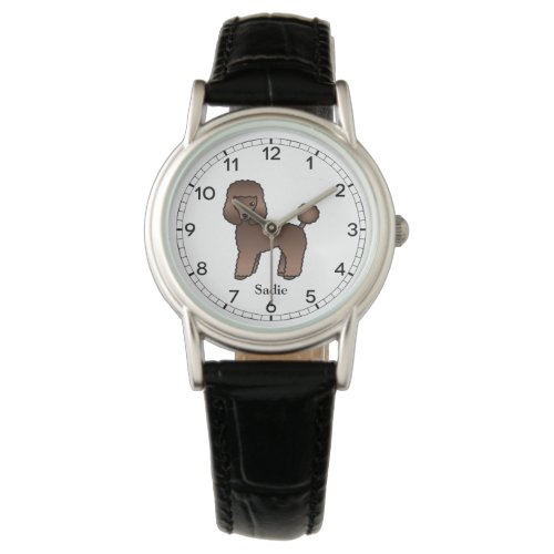 Brown Toy Poodle Cute Cartoon Dog  Name Watch