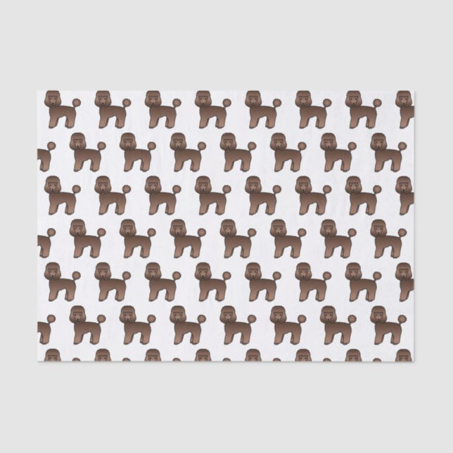 Brown Toy Poodle Cute Cartoon Dog Pattern Tissue Paper (Front)