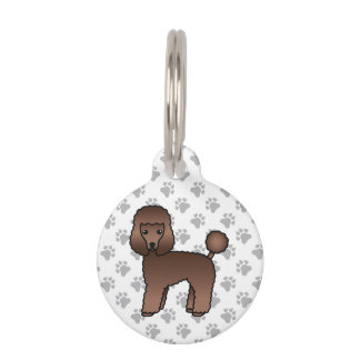 Brown Toy Poodle Cute Cartoon Dog &amp; Pet's Info Pet ID Tag