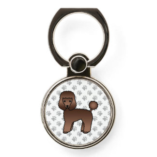 Brown Toy Poodle Cute Cartoon Dog Phone Ring Stand