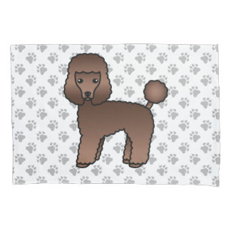 Brown Toy Poodle Cute Cartoon Dog Pillow Case