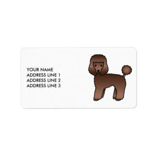 Brown Toy Poodle Cute Cartoon Dog &amp; Text Label