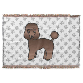Brown Toy Poodle Cute Cartoon Dog Throw Blanket