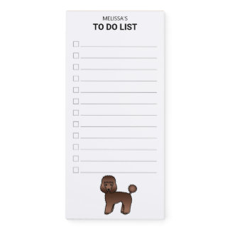 Brown Toy Poodle Cute Cartoon Dog To Do List Magnetic Notepad