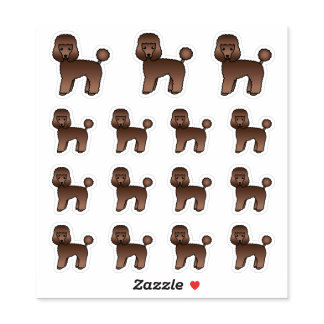 Brown Toy Poodle Cute Cartoon Dogs Sticker