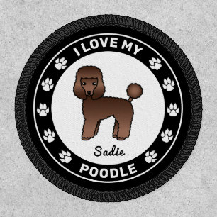 Brown Toy Poodle Dog I Love My Poodle & Name Patch