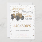 Brown Tractor Birthday Invitations (Front)