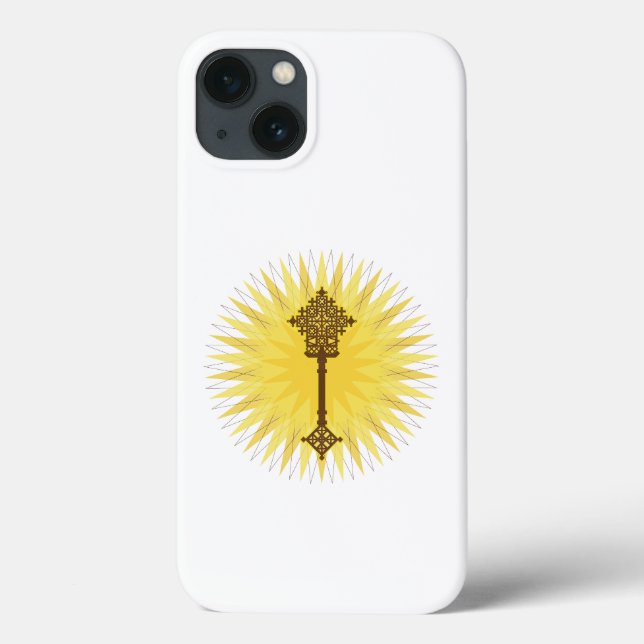Brown Traditional Ethiopian Cross Design Case-Mate iPhone Case (Back)