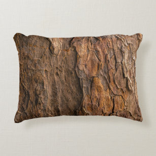 Brown tree bark in closeup photography accent pillow
