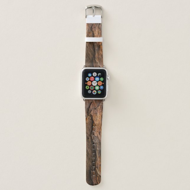 Brown tree bark in closeup photography apple watch band (Front)