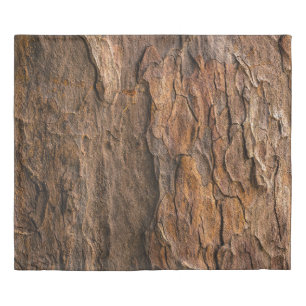 Brown tree bark in closeup photography duvet cover