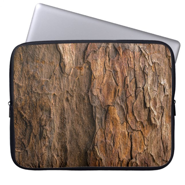 Brown tree bark in closeup photography laptop sleeve (Front)