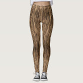 Vertical Brown and White Stripes Leggings