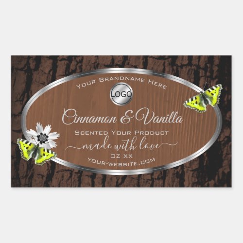 Brown Tree Bark Silver Frame Product Labels Logo