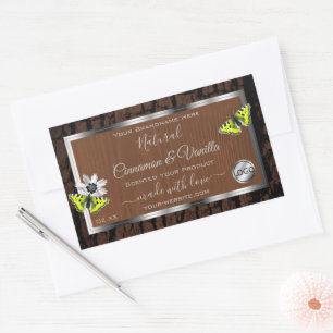 Brown Tree Bark Silver Frame Product Labels Logo