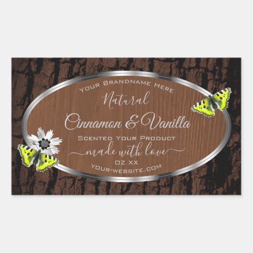 Brown Tree Bark with Silver Frame Product Labels