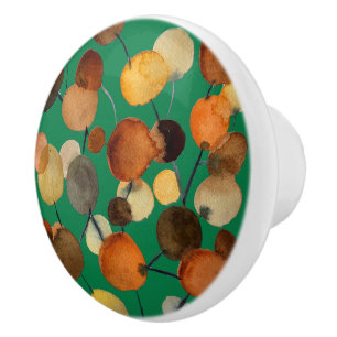 Brown tree earthy abstract art design ceramic knob