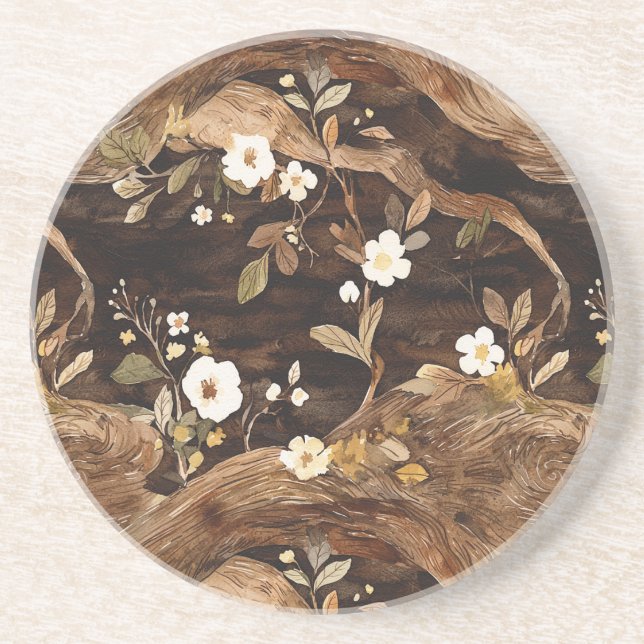 Brown Tree Floral Coaster (Front)