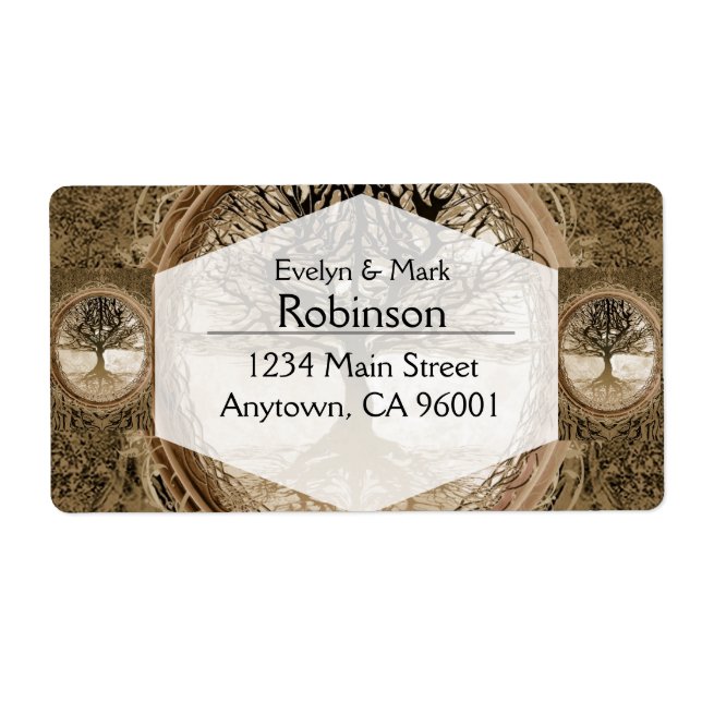 Brown Tree of Life Pattern Label (Front)