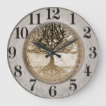 Brown Tree Of Life Pattern Large Clock at Zazzle