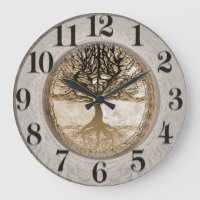 Brown Tree of Life Pattern Large Clock