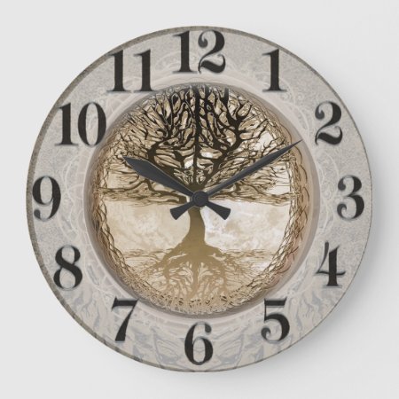 Brown Tree Of Life Pattern Large Clock