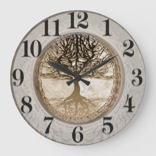 Brown Tree of Life Pattern Large Clock