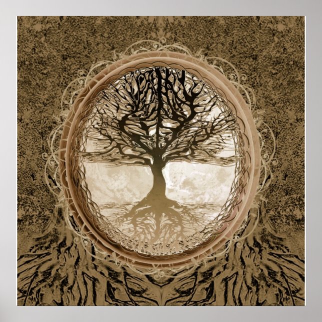 Brown Tree of Life Pattern Poster (Front)