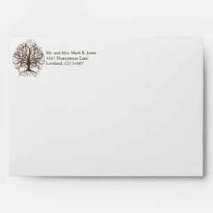 Brown Tree Swirl Wedding Envelopes
