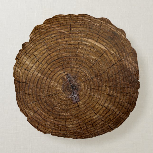 Brown tree trunk round pillow (Front)