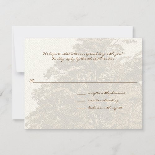 Brown Tree Wedding Monogram Response Card