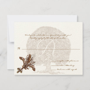 Brown Tree Wedding Monogram Response Card