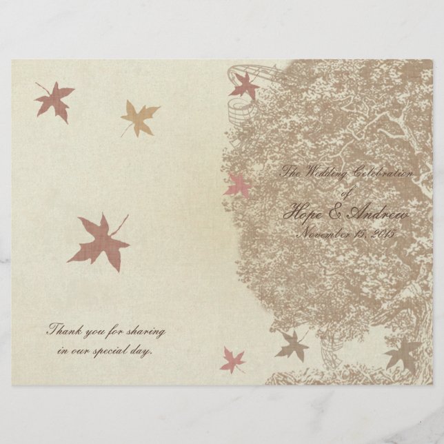 Brown Tree Wedding Program (Front)