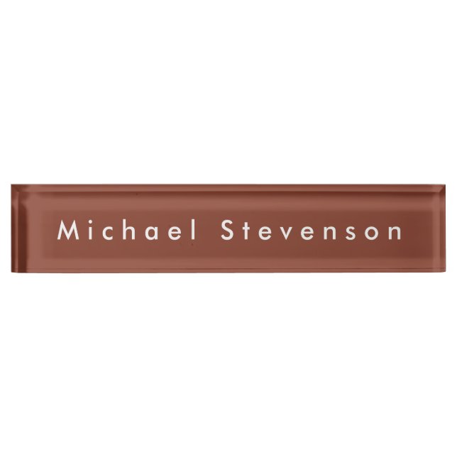 Brown Trendy Modern Professional Desk Name Plate (Front)