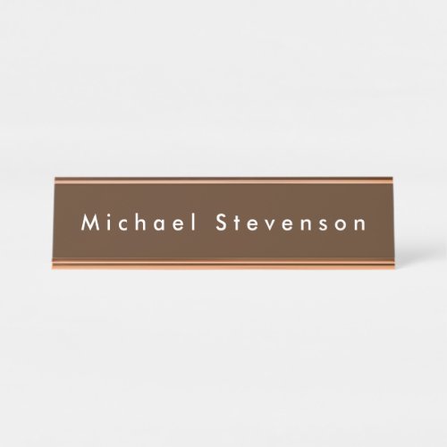 Brown Trendy Modern Professional Desk Name Plate