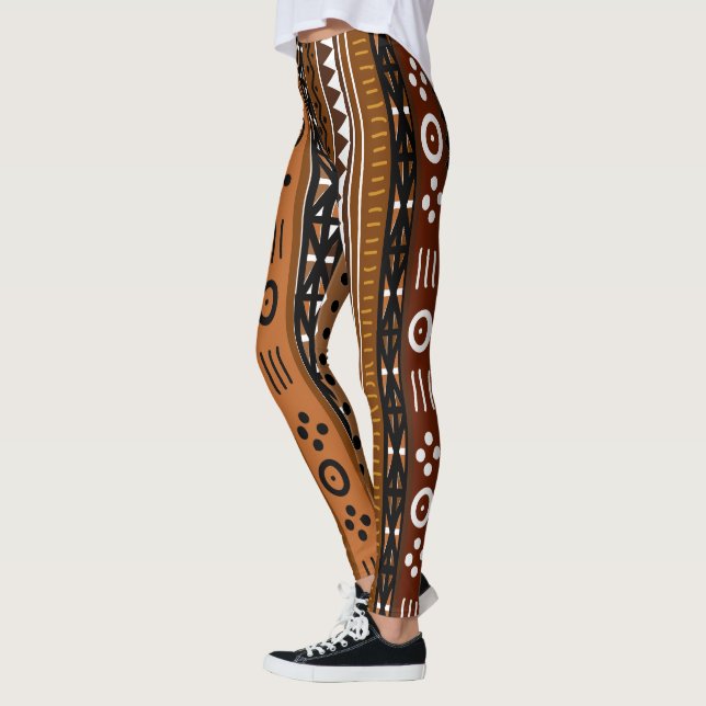 Brown Tribal Boho Design Leggings (Left)