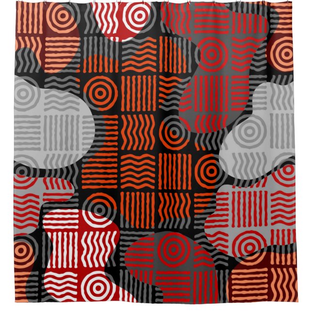Brown tribal geometric background in block patchwo shower curtain (Front)