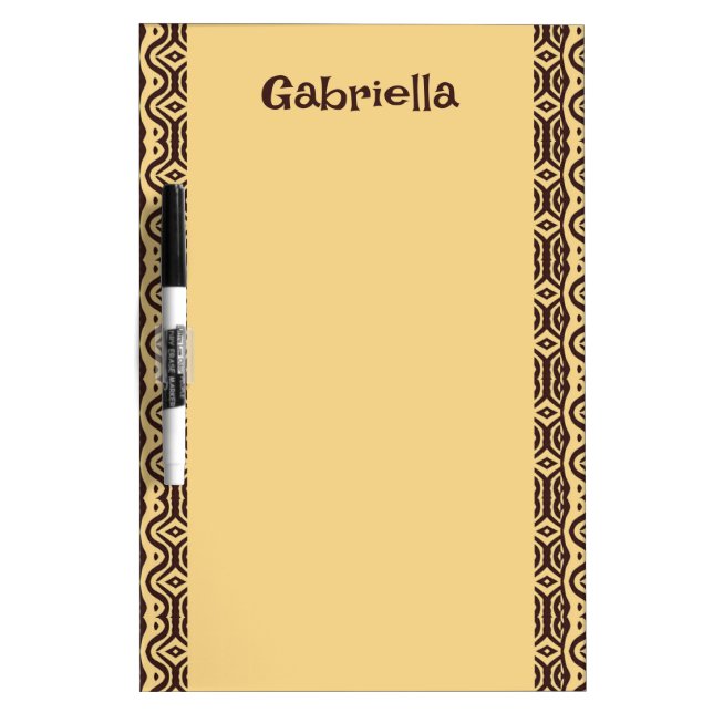 Brown tribal monogram pattern dry erase board (Front)