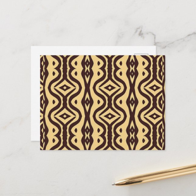 Brown tribal pattern postcard (Front/Back In Situ)