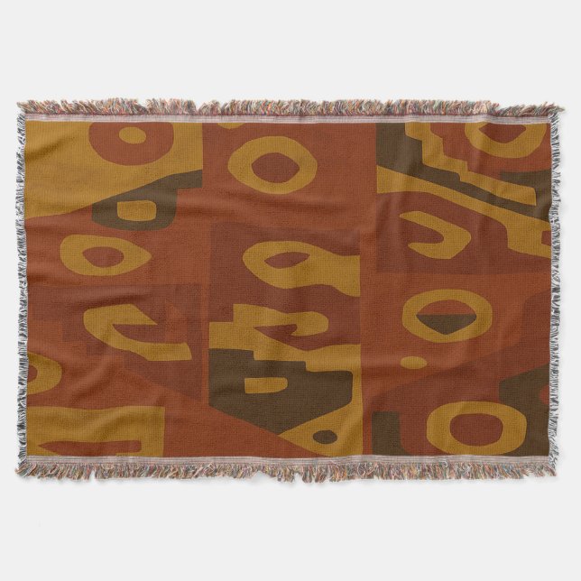Brown Tribal Pattern Throw Blanket (Front)
