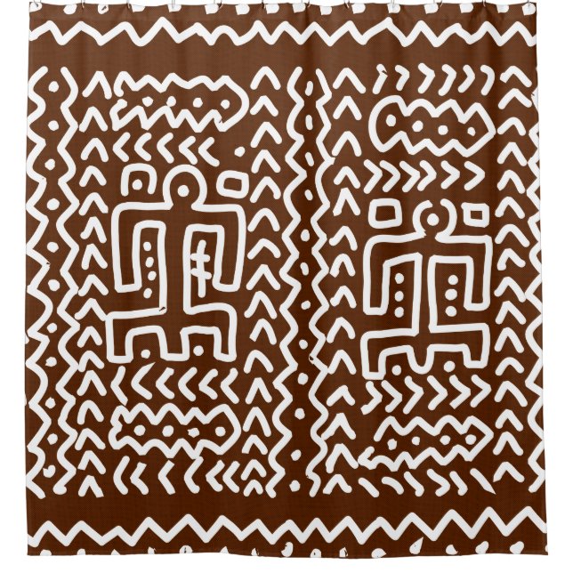 Brown Tribal Primitive Design Shower Curtain (Front)