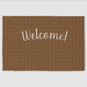 Brown Tribal Print Customizable Welcome! Coir Mat