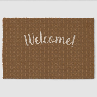 Brown Tribal Print Customizable Welcome! Coir Mat