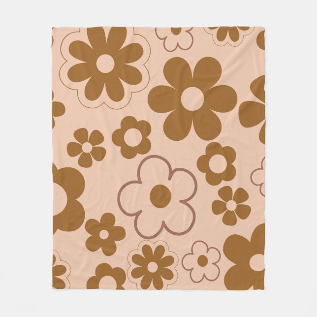 Brown Tropical Floral Botanical Spring Summer  Fleece Blanket (Front)