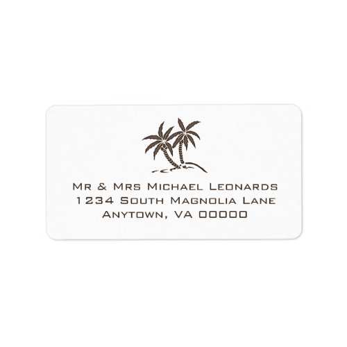 Brown Tropical Twin Palm Trees RSVP Address Labels