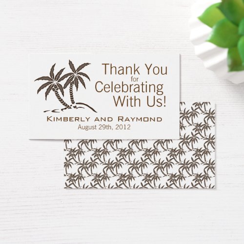Brown Tropical Twin Palm Trees Wedding Favor Tags