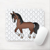 Brown Trotting Horse Cute Cartoon Illustration Mouse Pad (With Mouse)