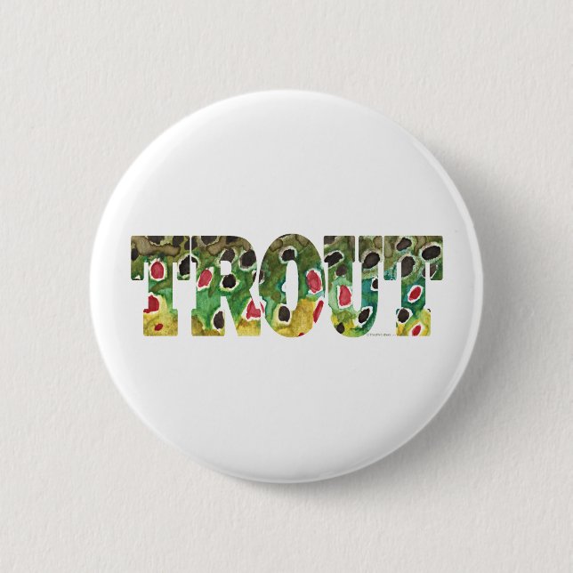 Brown Trout Design Pinback Button (Front)