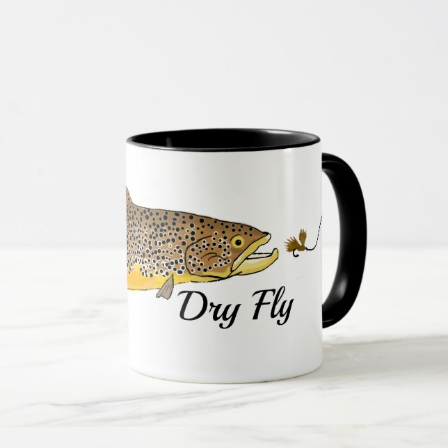Brown Trout Dry Fly Fishing Mug (Front Right)