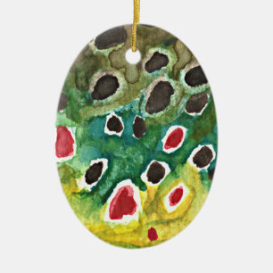 Brown Trout Fish Ceramic Ornament